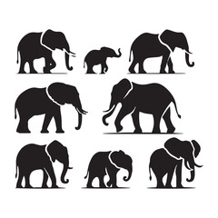 Obraz premium Collection of Elephant silhouette vector