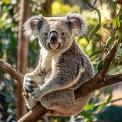 Obraz premium Koala perched on a branch in Australia