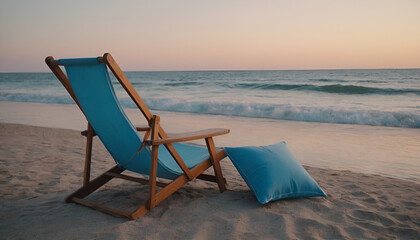 light blue lounge chair on the beach
