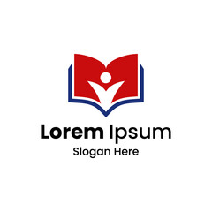 Minimalist Open Book Logo with Human Symbol for Education