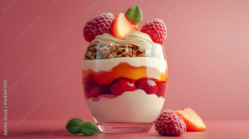 Aufkleber smooth clay parfait with shiny yogurt layers in a detailed presentation