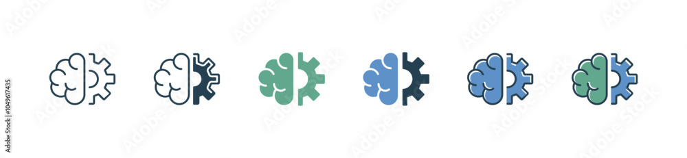 Poster simple business brainstorm management icon set brain gear creative thinking innovation process engine vector illustration for web and app