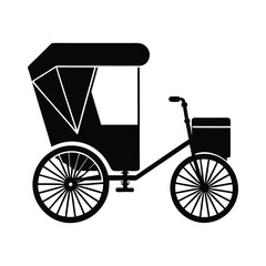 Rickshaw vector silhouette with white background