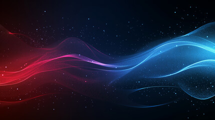 Obraz premium Binary Flow: Abstract digital art with a mesmerizing blend of red and blue waves, evoking a sense of data flow and technological innovation. Perfect for tech-related projects, presentations.