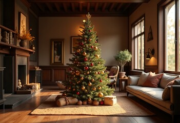 Polished Wabi-Sabi Christmas Interior: A Close-Up Exploration of Textures, Details, and the Beauty in Imperfection
