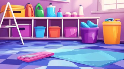 Colorful Maintenance Setting with Clean Lines and Vibrant Colors