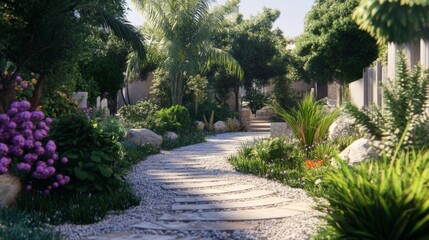 Obraz premium Cozy Urban Garden Pathway in High Resolution