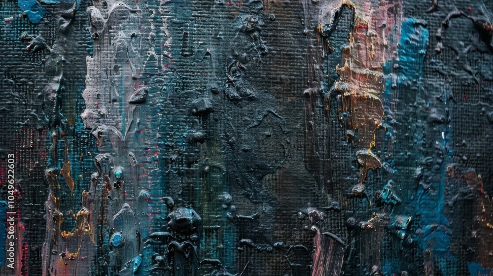 Poster the textured surface of a large canvas painting is revealed in a closeup shot showcasing the artists