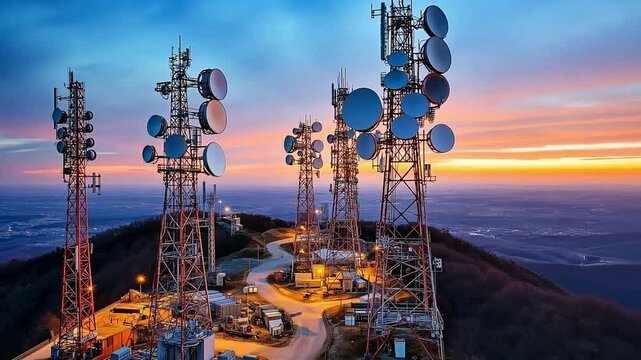 A telecommunications tower in the sky