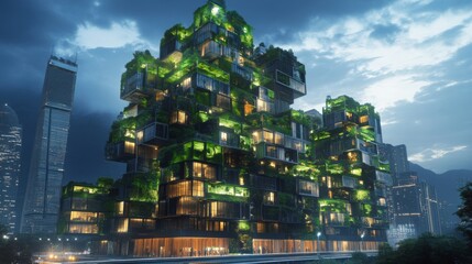 Obraz premium Modern Building with Natural Elements and Bright Lighting