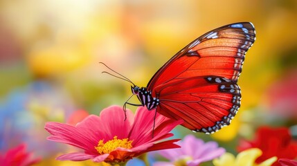 Colorful Butterfly Landing on Flower Petal