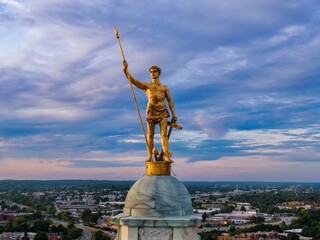 The Independent Man golden statue on top of Rhode Island State House, Providence, Rhode Island,...