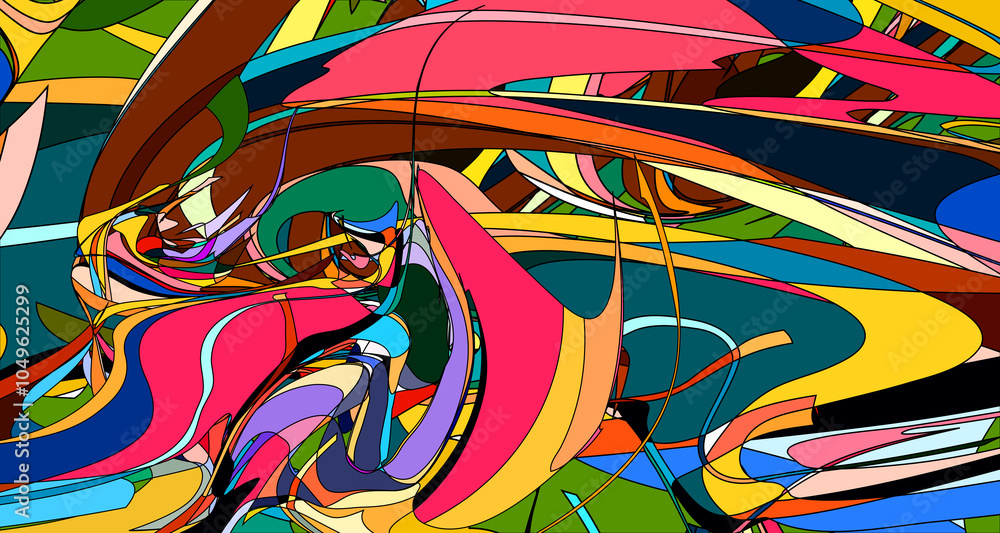 Poster abstract psychedelic fractal fluid colorful background for summer