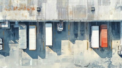 Top-down panorama of a modern logistics facility