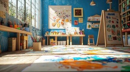 Fototapeta premium Bright and Colorful Children's Art Space