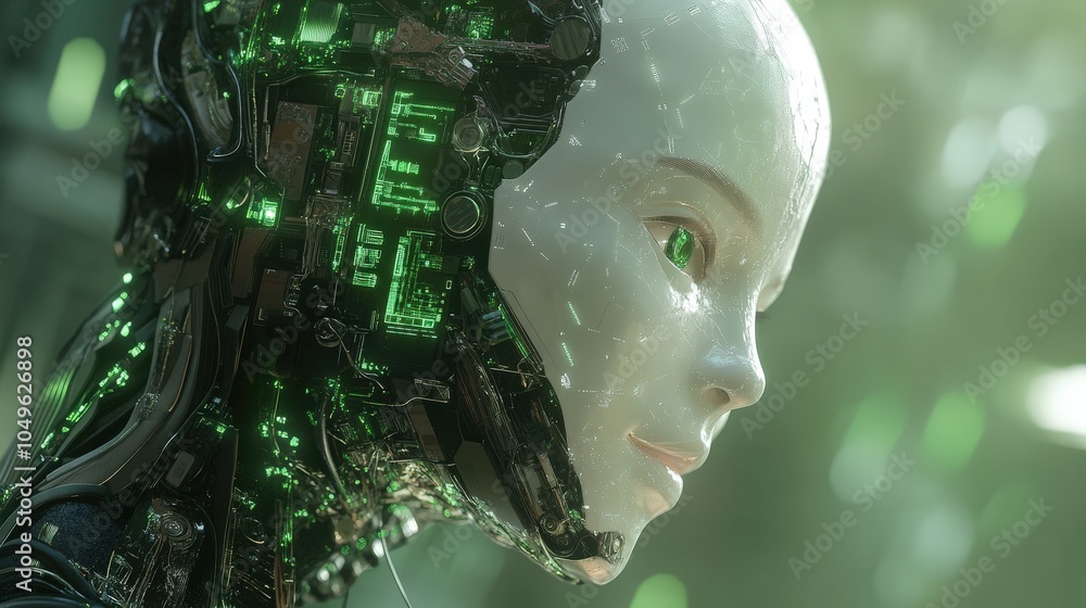 Poster a futuristic robot designed for waste collection showcases advanced technology. its intricate circui