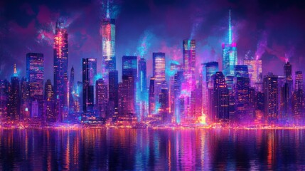 Obraz premium Vibrant Cityscape with Detailed Textures and Colors