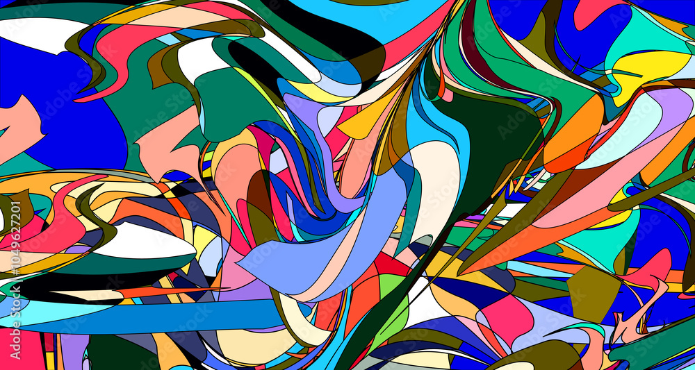 Poster abstract psychedelic fractal fluid colorful background for summer