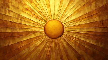 A radiant sun with golden rays emanating in a warm, textured design.