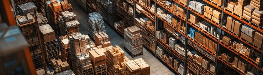 Fototapeta premium Aerial view of a vast industrial warehouse