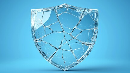 Flat shield with center cracks from cyber breach