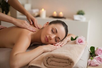 Obraz na płótnie Canvas Serene Woman Enjoying a Relaxing Back Massage
