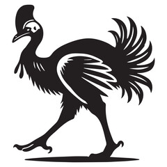Fototapeta premium Cassowary Flightless bird Silhouette Design - Cassowary bird Vector illustration in black and white 