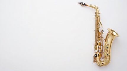 Gold saxophone on white isolated background, showcasing craftsmanship and elegance.