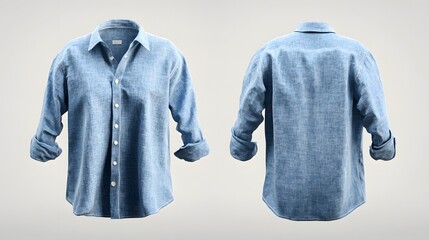 Classic blue denim button-up shirt front and back views