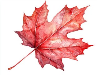 Obraz premium A vibrant red maple leaf, beautifully detailed, on a white isolated background.