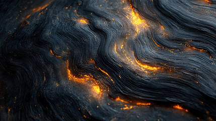 Fluid Black Texture with Fiery Highlights for Digital Photography