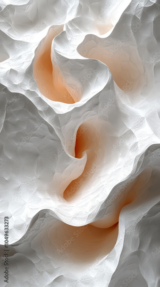 Poster abstract white shapes with flowing texture for artistic background