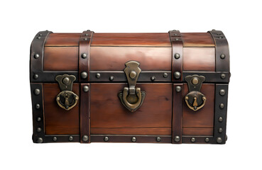 Old wooden Trunk Storage treasure chest box isolated on transparent background. PNG file, cut out
