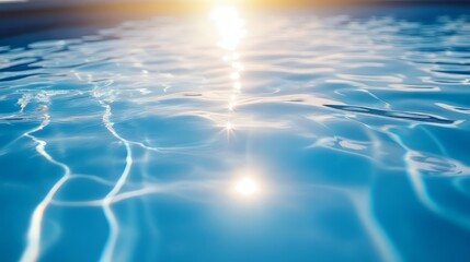 Fototapeta premium Swimming pool water sun reflection background. ripple water. water. Ultra realistic. Photorealistic