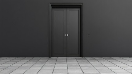 A modern anthracite double-leaf plastic door, perfect for a sleek and minimalist entryway in a contemporary home design.