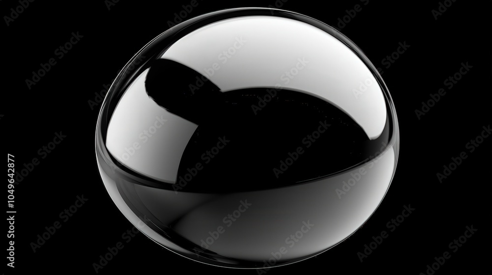 Poster shiny black sphere on a dark background a modern abstract design element