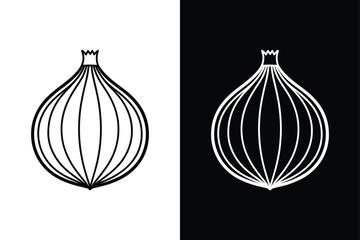Elegant Onion Icon. Vector Symbol in Black and White Styles