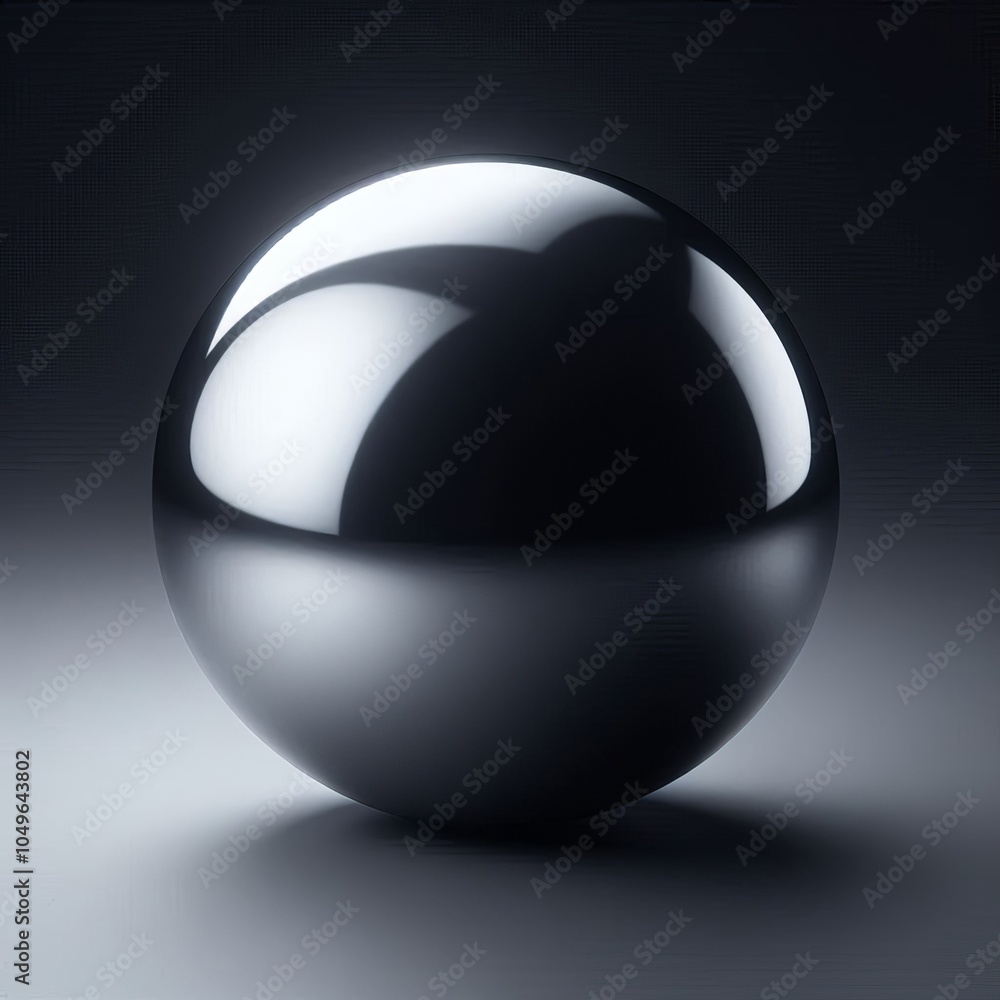 Poster a 3d rendered dark sphere isolated on a white background with a shiny, crystal-like surface resembli