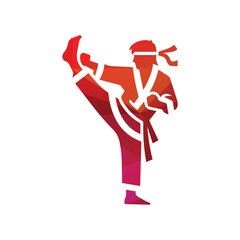 Martial Artist Logo Design Vector Illustration