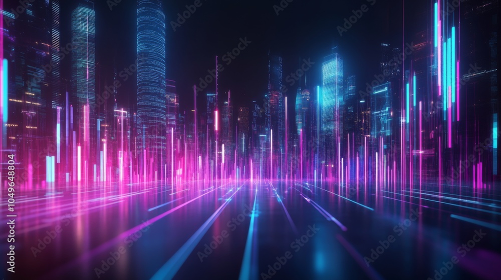 Poster vibrant 3d technology scene with dynamic composition