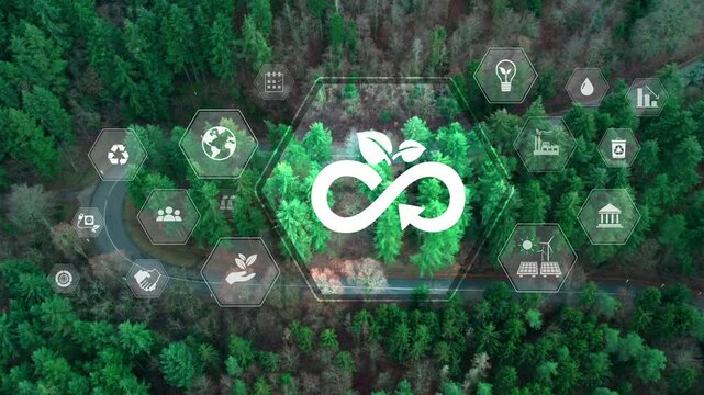 Circular economy concept for future business growth and environmental sustainability and reduce pollution for future business and environmentEliminate waste and pollution.Circulate products and materi
