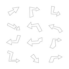 Obraz premium Arrow line icon collection. dotted line style. isolated illustration