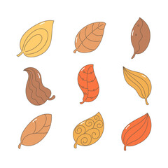 Obraz premium Autumn leaves icon collection. flat style elements. isolated illustration