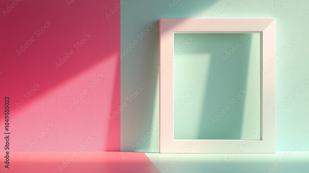 Poster simple picture frame displayed on a pastel color background with ample space for design