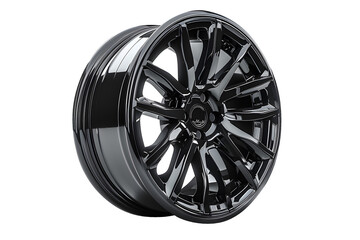 Wheel Alloy car wheels Rim dark black chrome or Mag Wheel high performance auto part decoration isolated on transparent background or cut out PNG. Transport vehicles transportation. Car accessories.