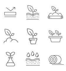 Agriculture icons Pixel perfect. Nature, biology, water, vector