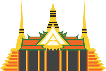The Grand Palace Thailand, Bangkok in flat design.