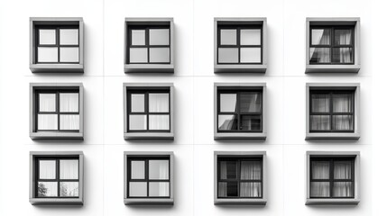 Fototapeta premium Modern architectural design showcased, striking purple window panes on building facade