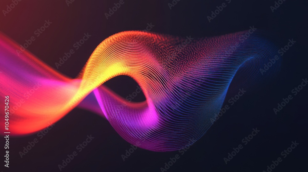 Aufkleber abstract fractal background with light waves and glowing shapes in a smoky space