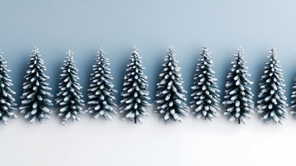 Idyllic Snowy Winter Landscape with Evergreen Christmas Trees in Peaceful Holiday Atmosphere